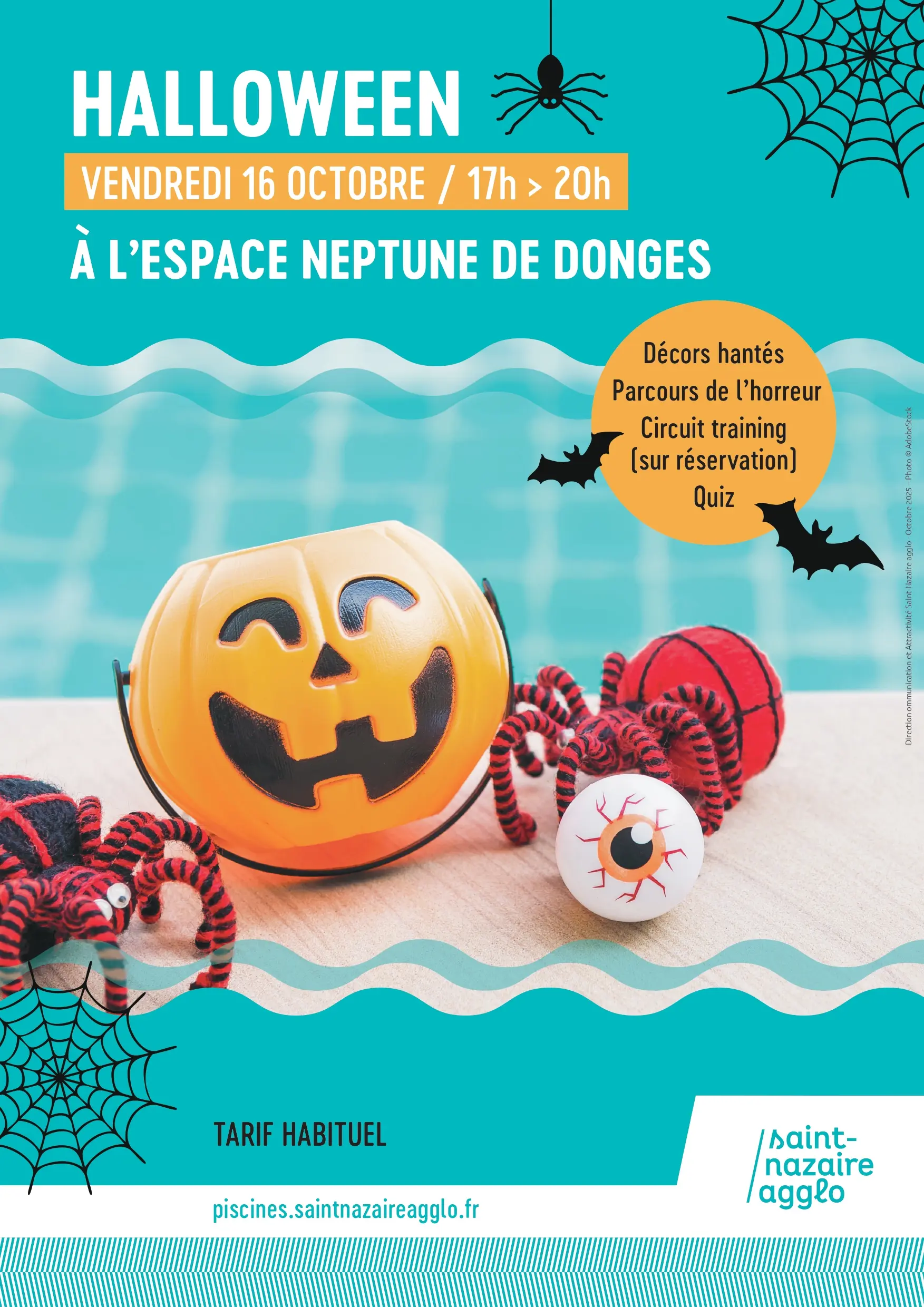 Halloween Vendredi 16 octobre de 17h00 à 20h00 à l'Espace Neptune de Donges, décors hantés, parcours de l'horreur, circuit training sur réservation, Quizz, Tarif Habituel